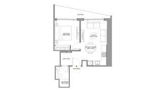 Apartment floor plan, 1 bedroom in The Horizon No. 11006