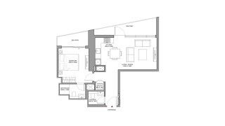 Apartment floor plan, 1 bedroom in The Horizon No. 11008
