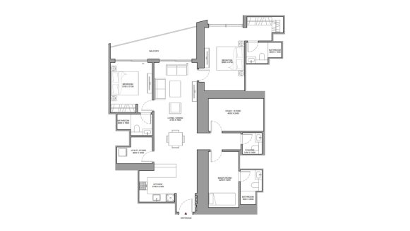 Apartment floor plan, 2 bedrooms in The Horizon No. 11011 (2D)