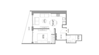 Apartment floor plan, 1 bedroom in The Horizon No. 11007